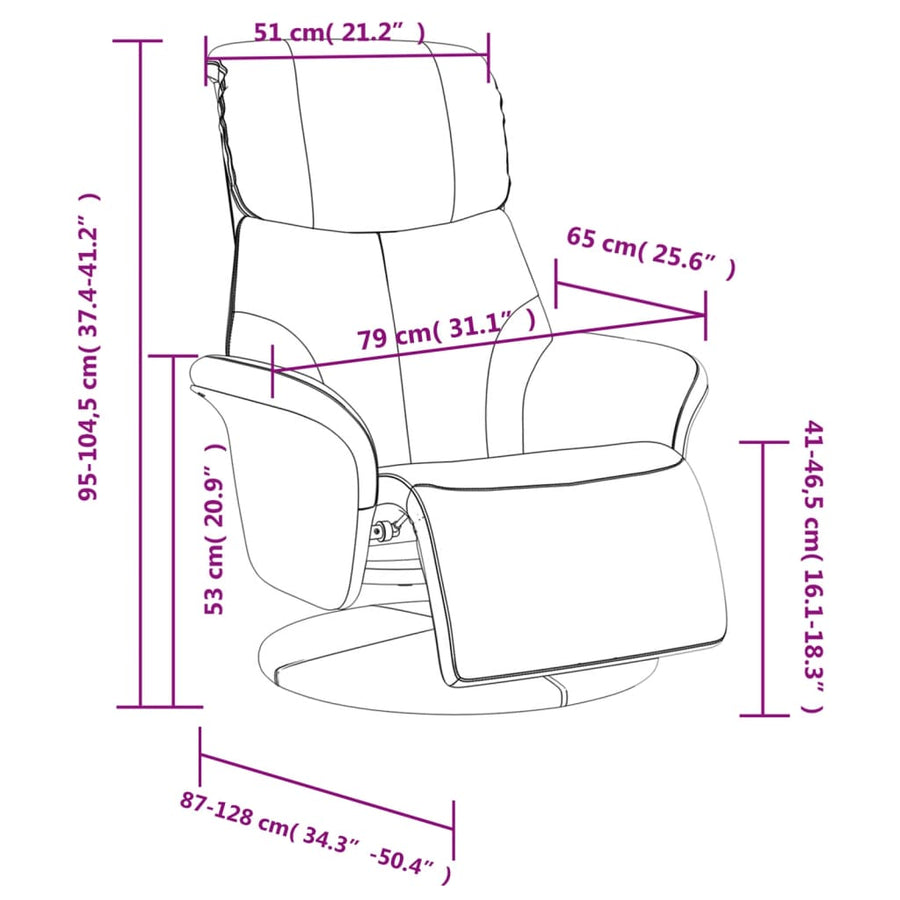 Fauteuil verstelbaar met voetensteun kunstleer grijs