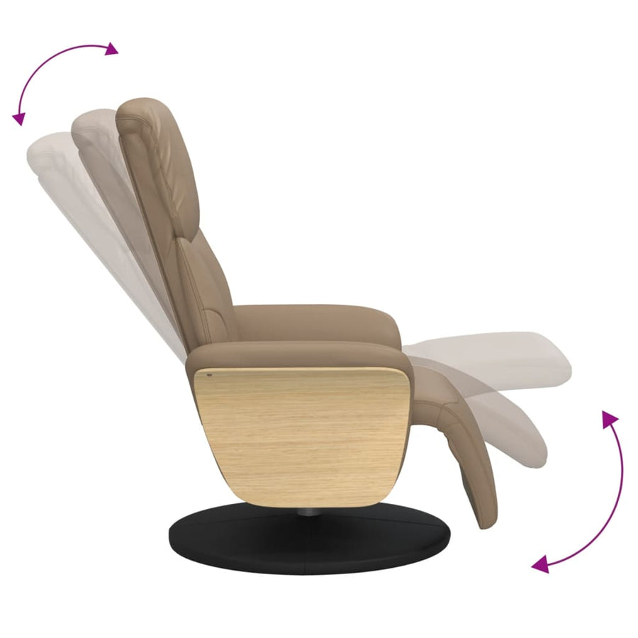 Fauteuil verstelbaar met voetensteun kunstleer cappuccinokleur