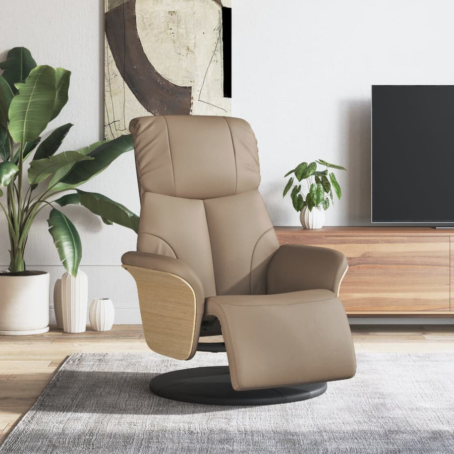 Fauteuil verstelbaar met voetensteun kunstleer cappuccinokleur