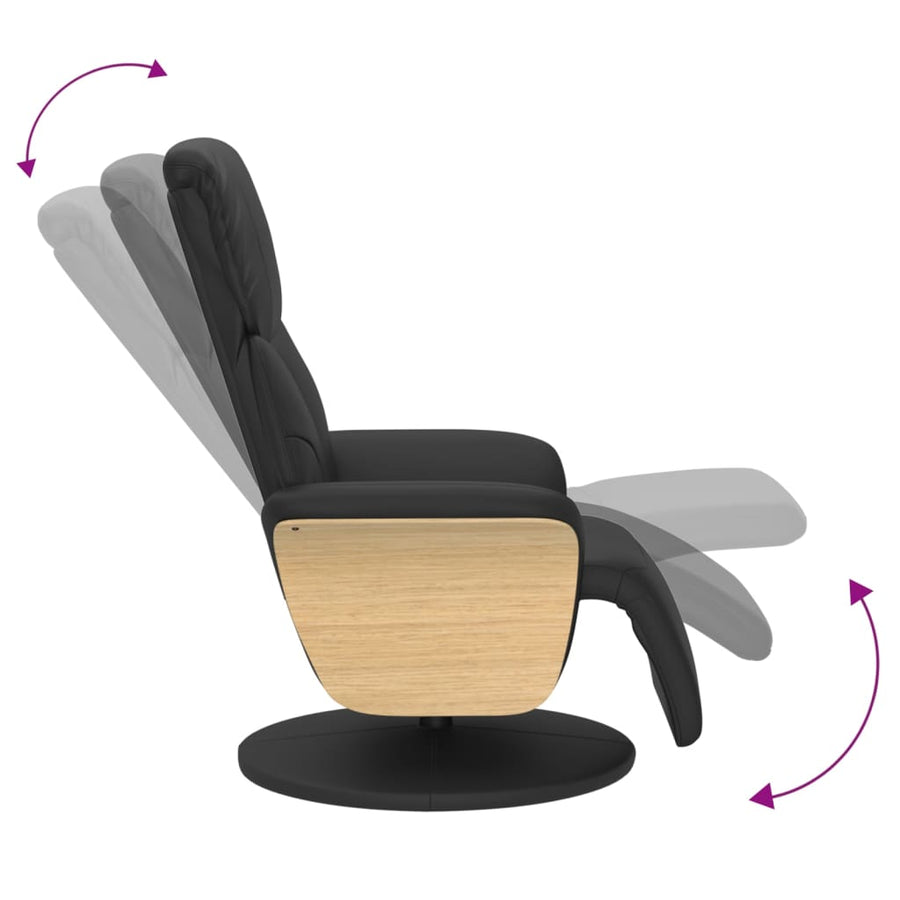 Fauteuil Verstelbaar Met Voetensteun Kunstleer Zwart