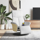 Adjustable massage chair with footrest, white faux leather
