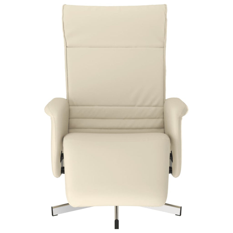Fauteuil verstelbaar met voetensteun kunstleer crèmekleurig