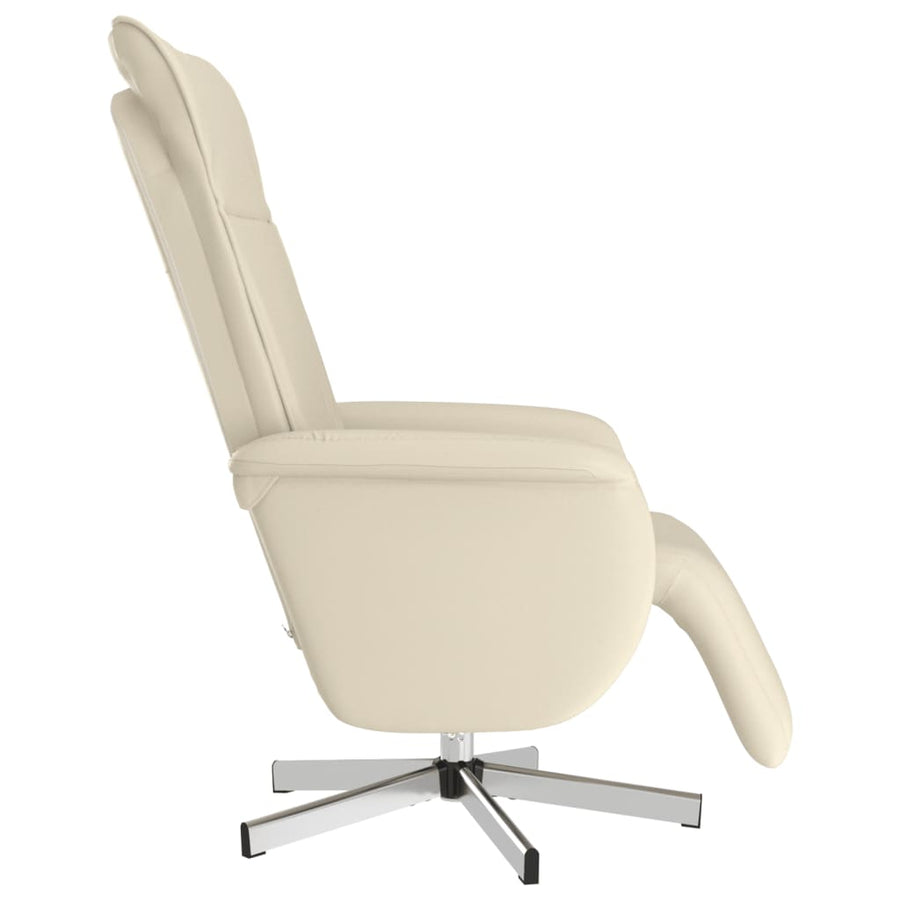 Fauteuil verstelbaar met voetensteun kunstleer crèmekleurig
