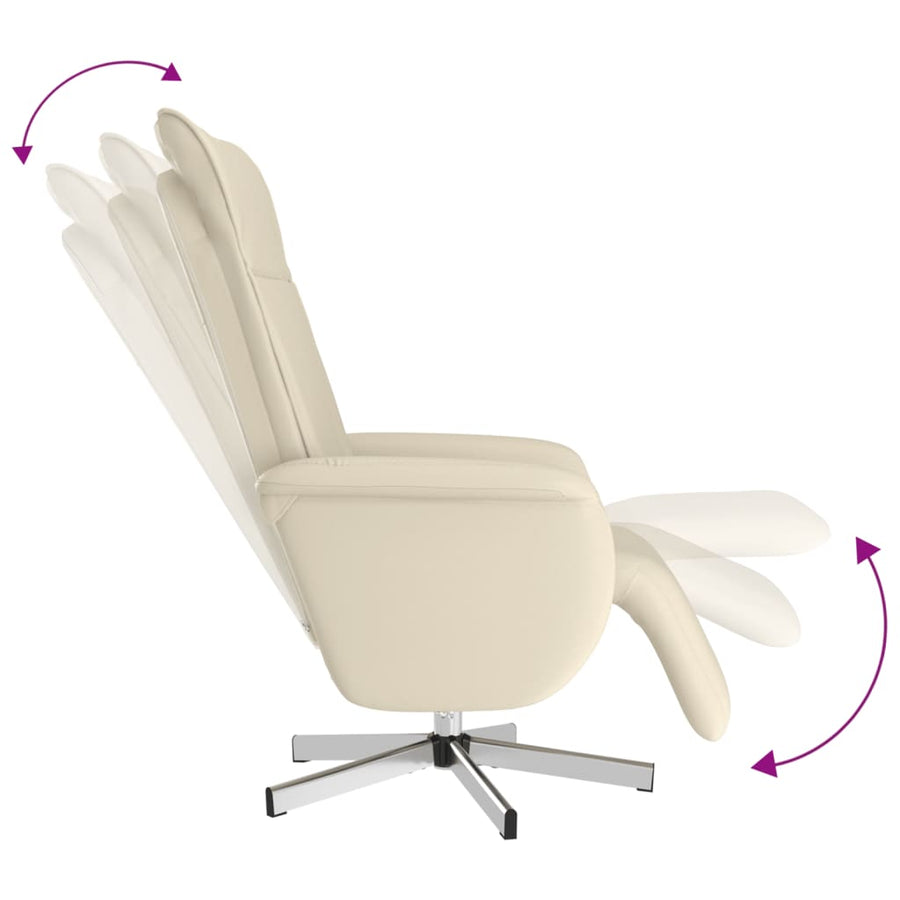Fauteuil verstelbaar met voetensteun kunstleer crèmekleurig