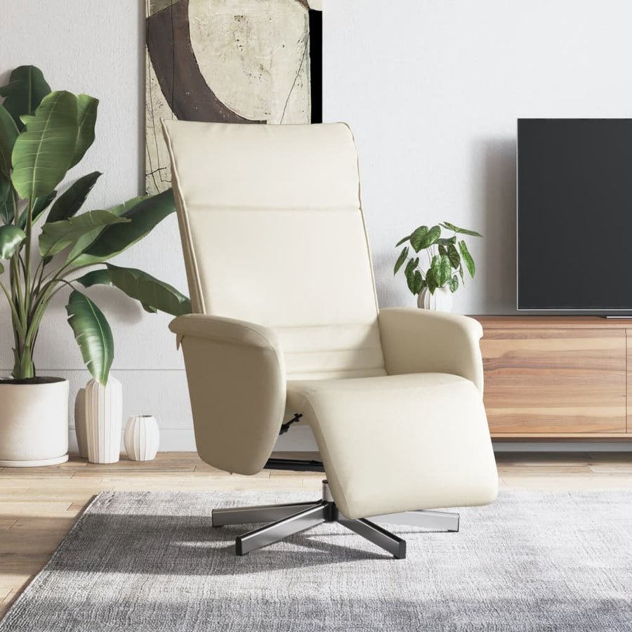 Fauteuil verstelbaar met voetensteun kunstleer crèmekleurig