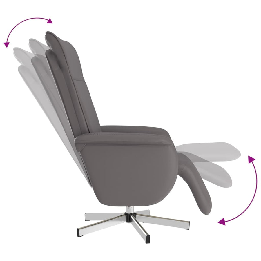Fauteuil verstelbaar met voetensteun kunstleer grijs