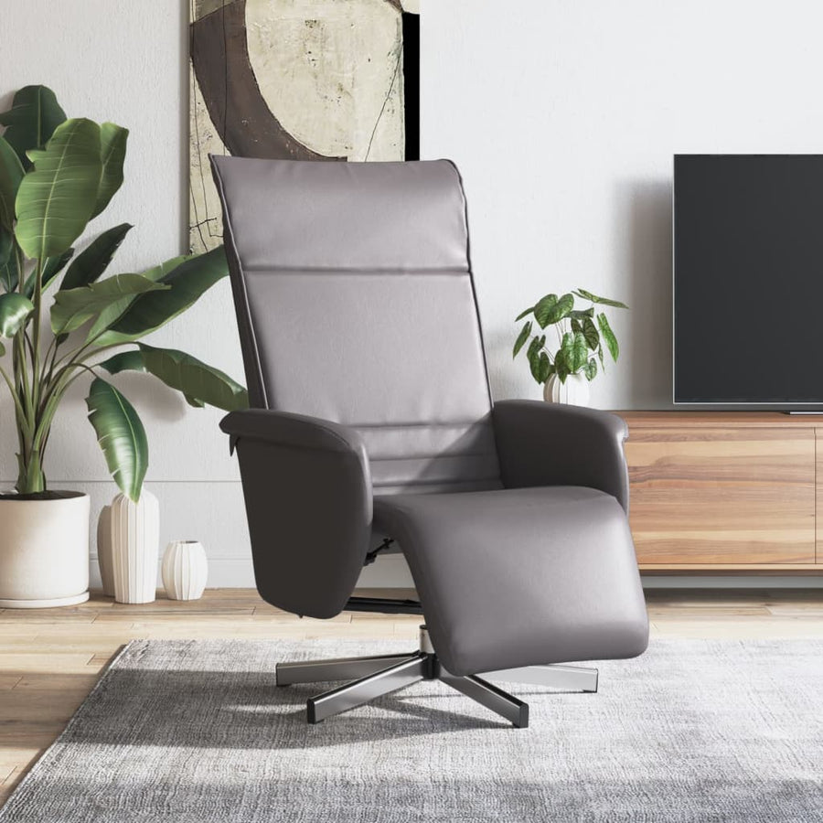 Fauteuil verstelbaar met voetensteun kunstleer grijs