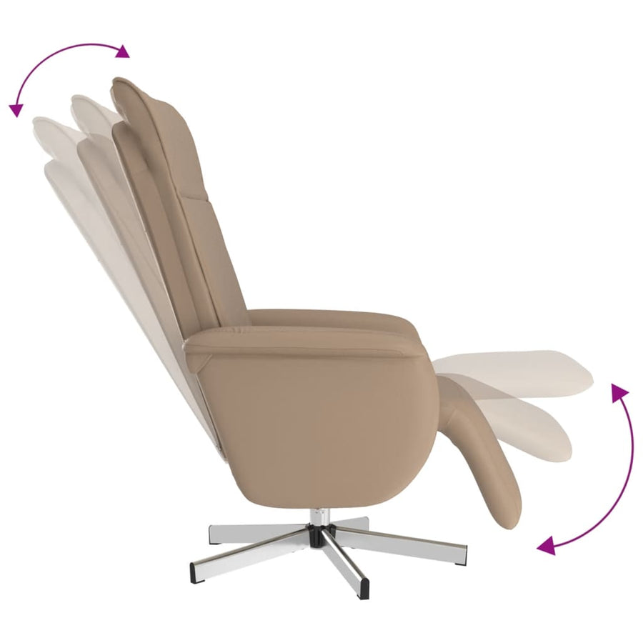 Fauteuil verstelbaar met voetensteun kunstleer cappuccinokleur