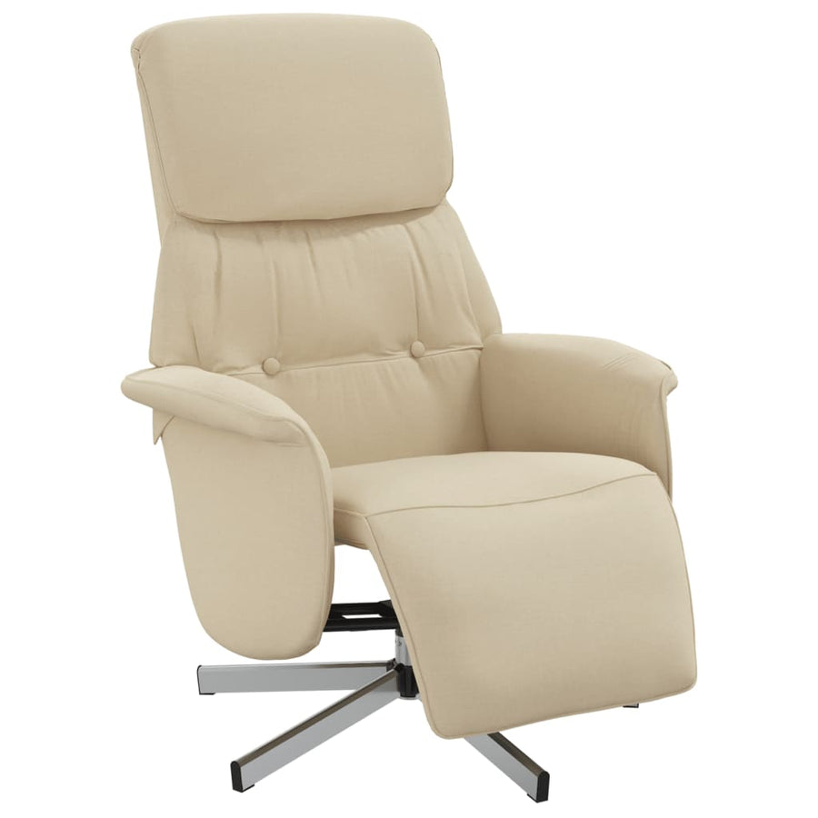 Fauteuil Verstelbaar Met Voetensteun Stof Kleurig Crème