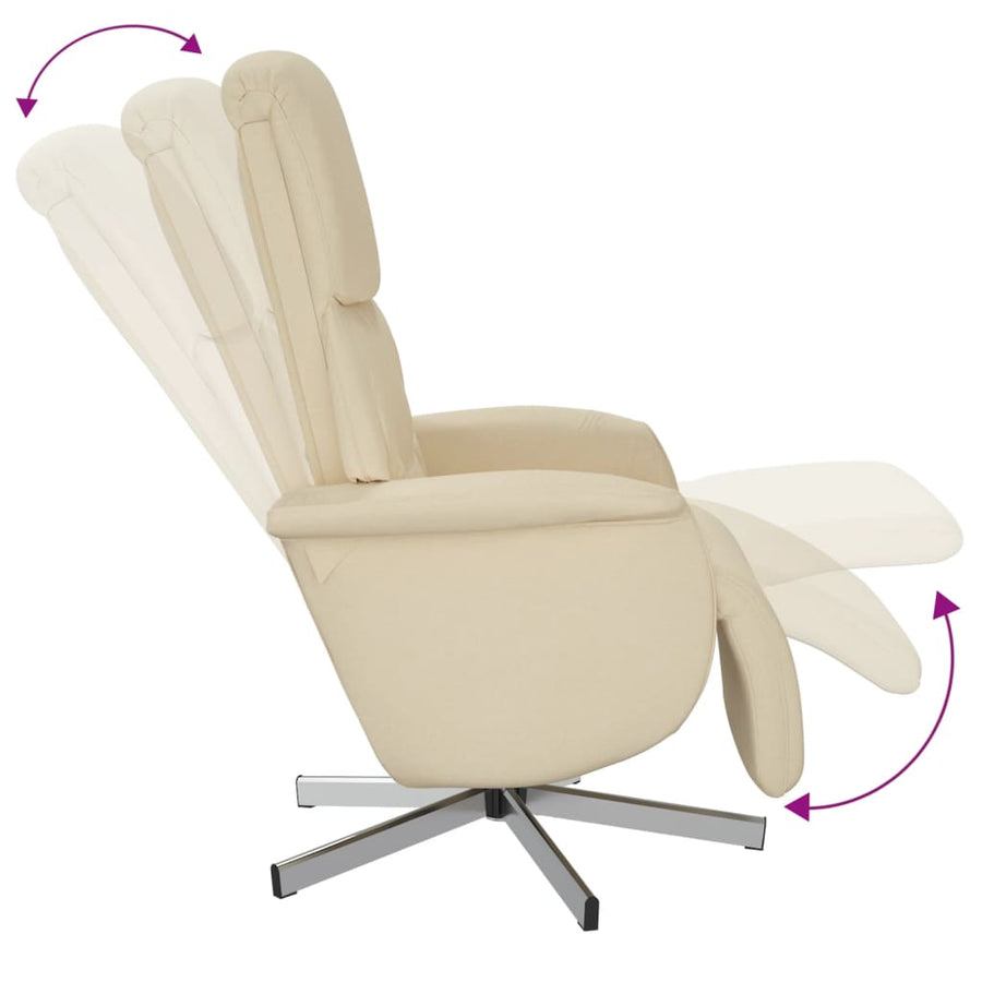 Fauteuil Verstelbaar Met Voetensteun Stof Kleurig Crème