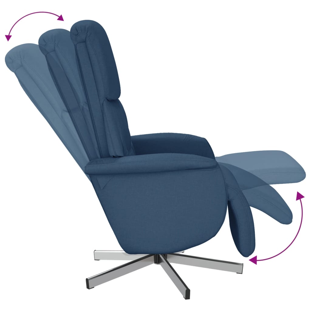 Fauteuil Verstelbaar Met Voetensteun Stof Blauw
