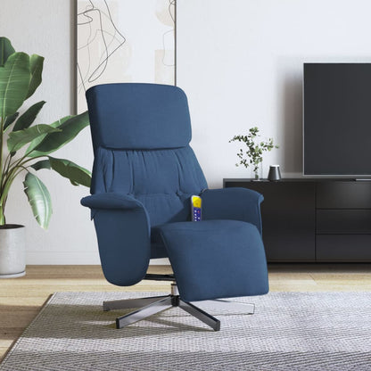 Massagestoel Verstelbaar Met Voetensteun Stof Blauw