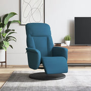 Armchair with adjustable footrest, blue velvet