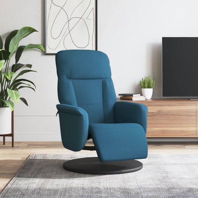 Fauteuil Met Voetensteun Verstelbaar Fluweel Blauw