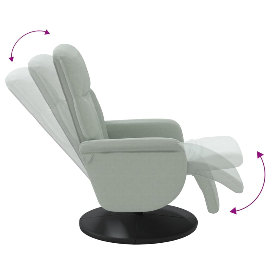 Fauteuil Met Voetensteun Verstelbaar Fluweel Lichtgrijs