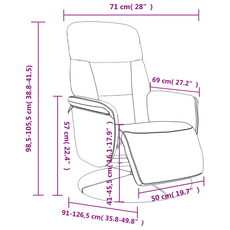 Fauteuil Verstelbaar Met Voetensteun Fluweel Wijnrood