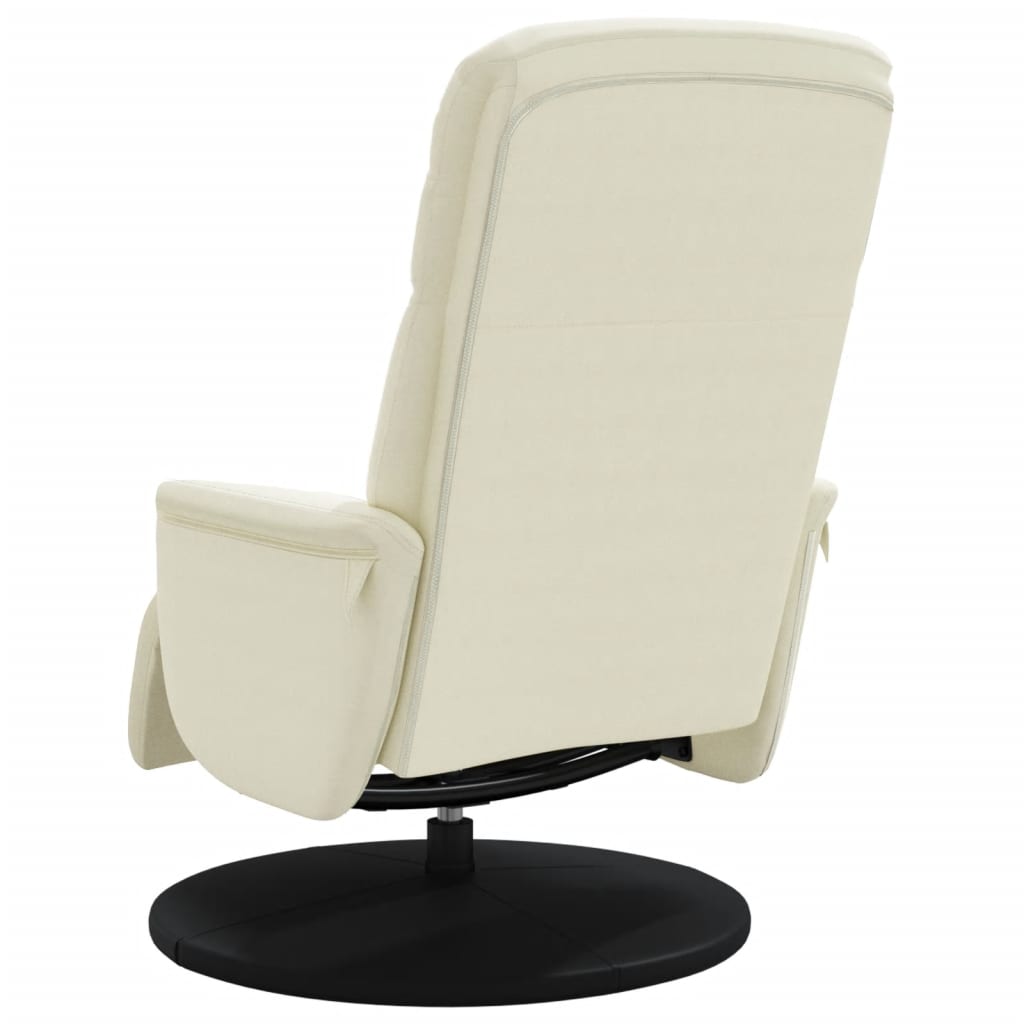 Fauteuil Met Voetensteun Verstelbaar Fluweel Kleurig Crème