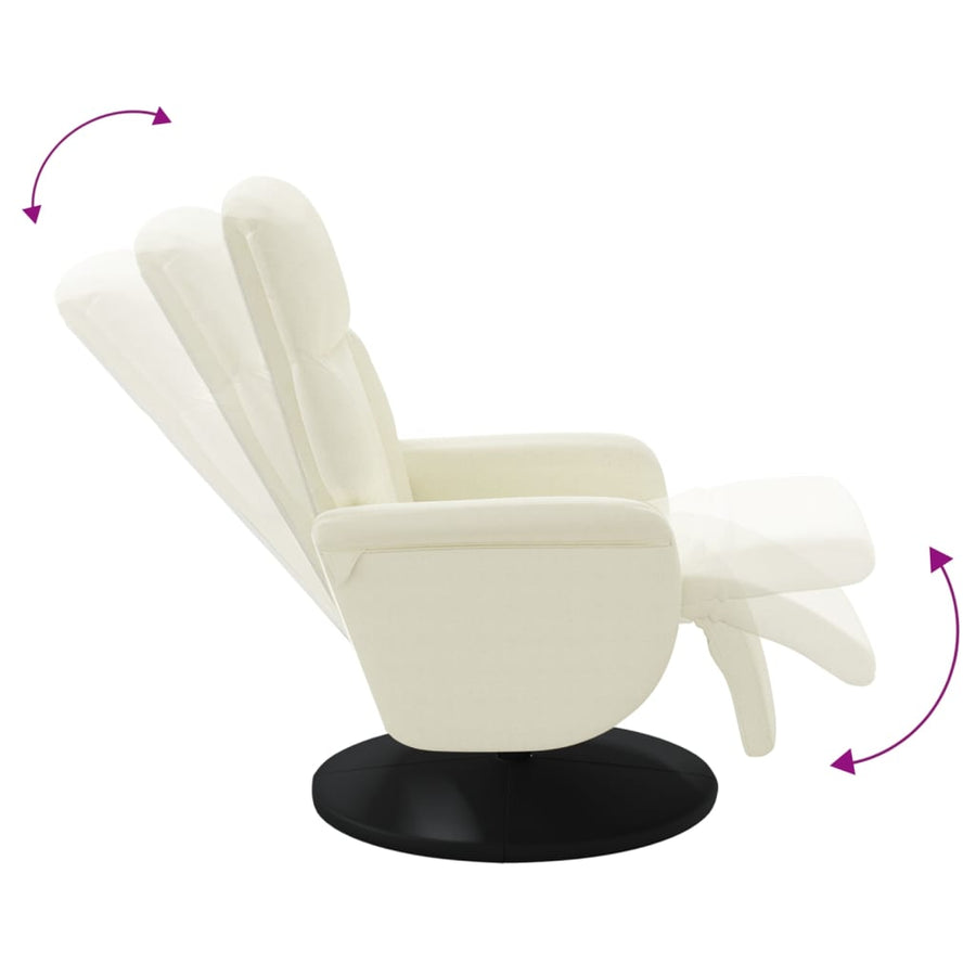Fauteuil Met Voetensteun Verstelbaar Fluweel Kleurig Crème