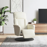 Armchair with adjustable footrest, cream velvet