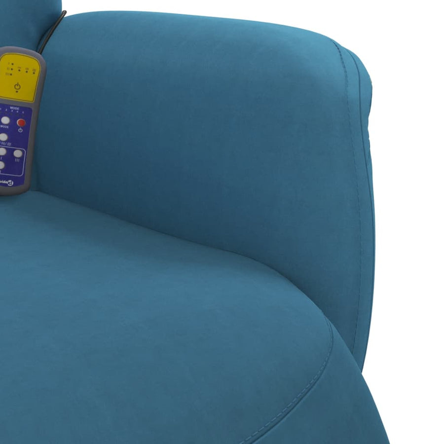 Massagestoel Verstelbaar Met Voetensteun Fluweel Blauw