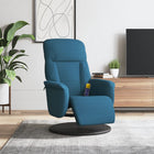 Massagestoel blauw fluweel met voetensteun