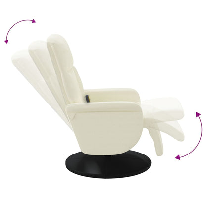 Massagestoel Verstelbaar Met Voetensteun Fluweel Kleurig Crème
