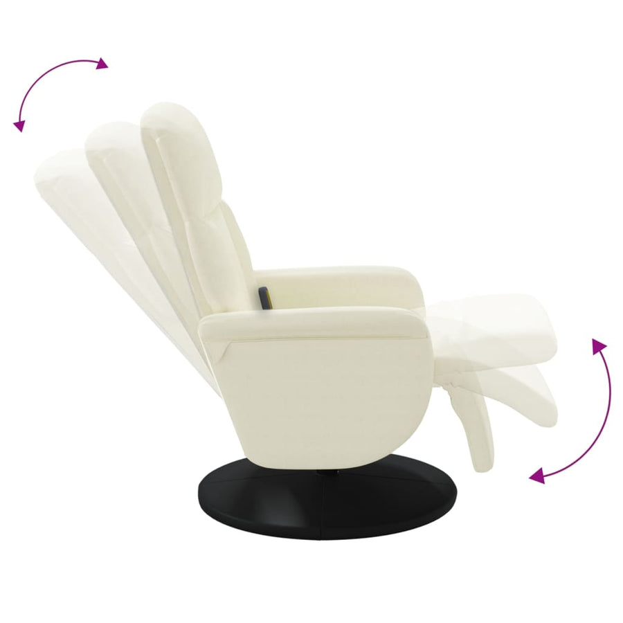 Massagestoel Verstelbaar Met Voetensteun Fluweel Kleurig Crème