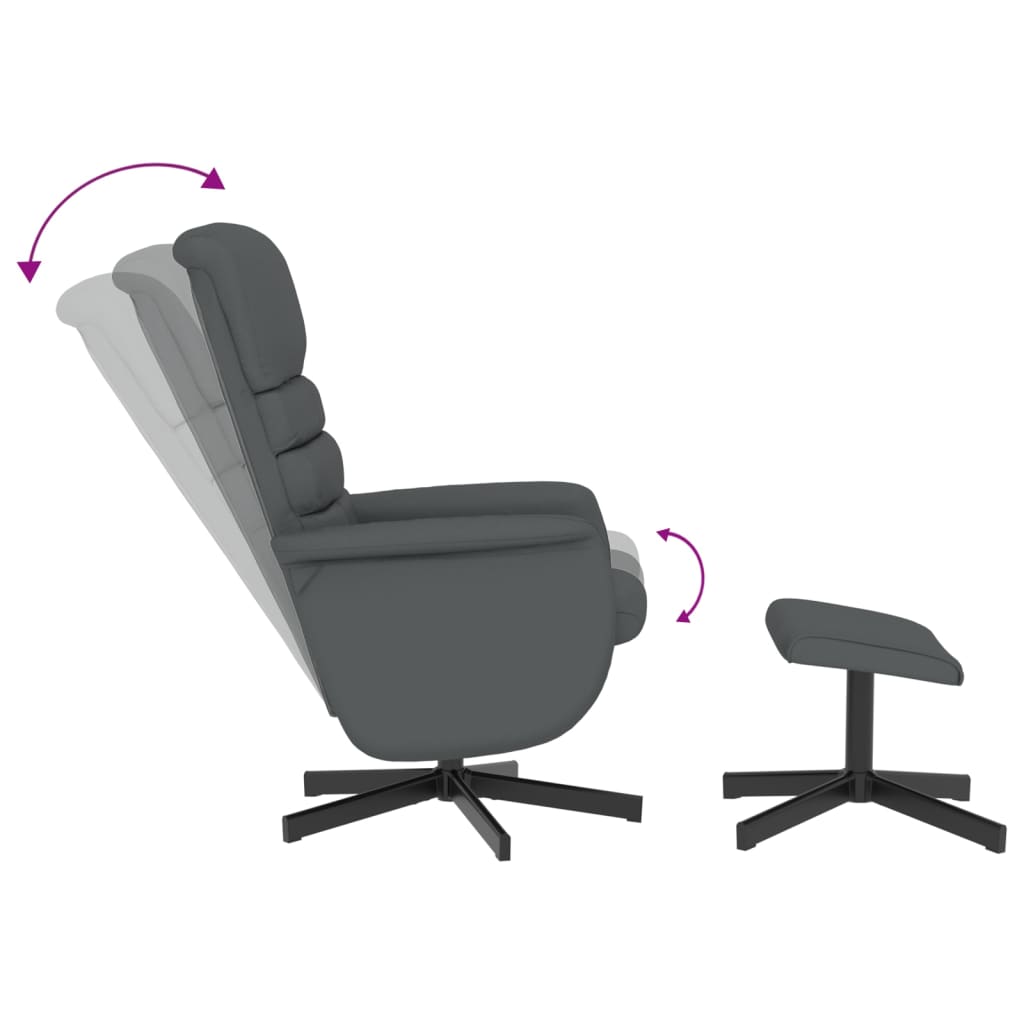 Fauteuil Verstelbaar Met Voetenbankje Kunstleer Grijs