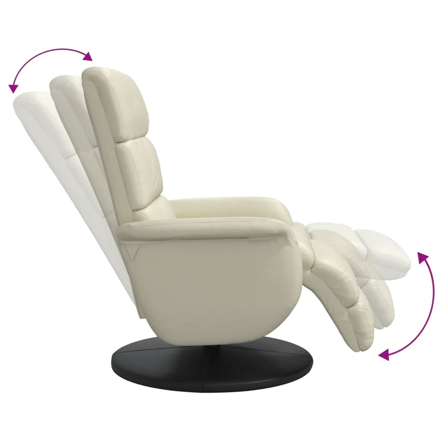 Fauteuil verstelbaar met voetensteun kunstleer crèmekleurig