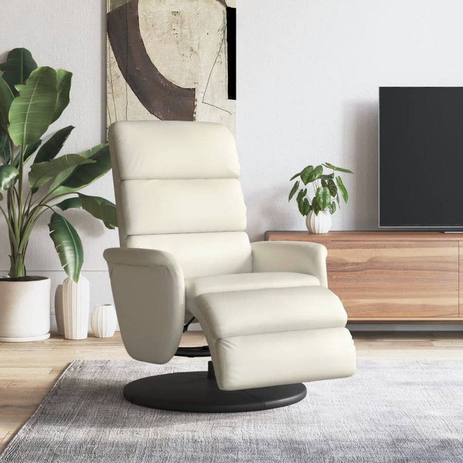 Fauteuil verstelbaar met voetensteun kunstleer crèmekleurig