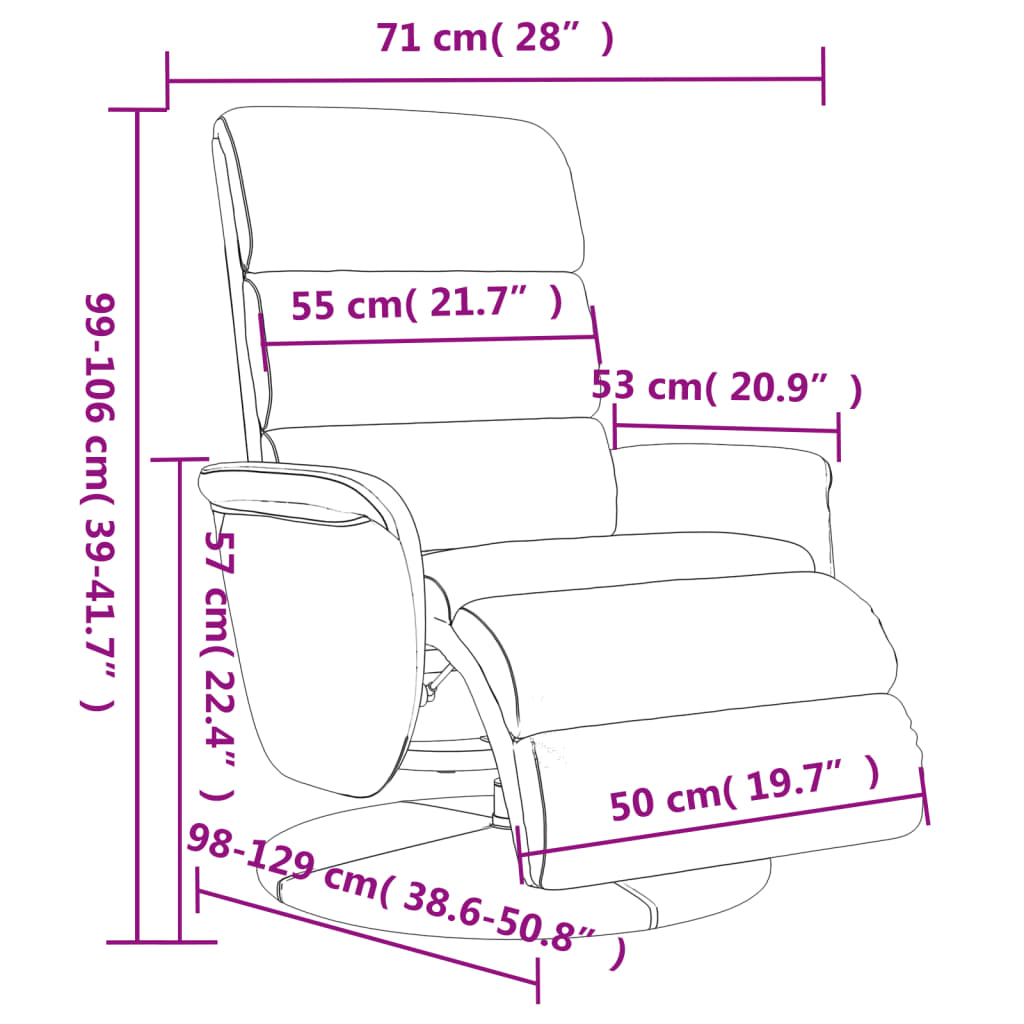 Fauteuil Verstelbaar Met Voetensteun Kunstleer Kleur Cappuccino