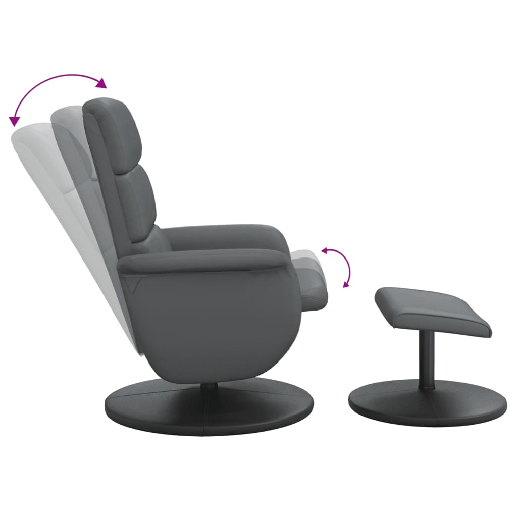 Fauteuil Verstelbaar Met Voetenbankje Kunstleer Grijs
