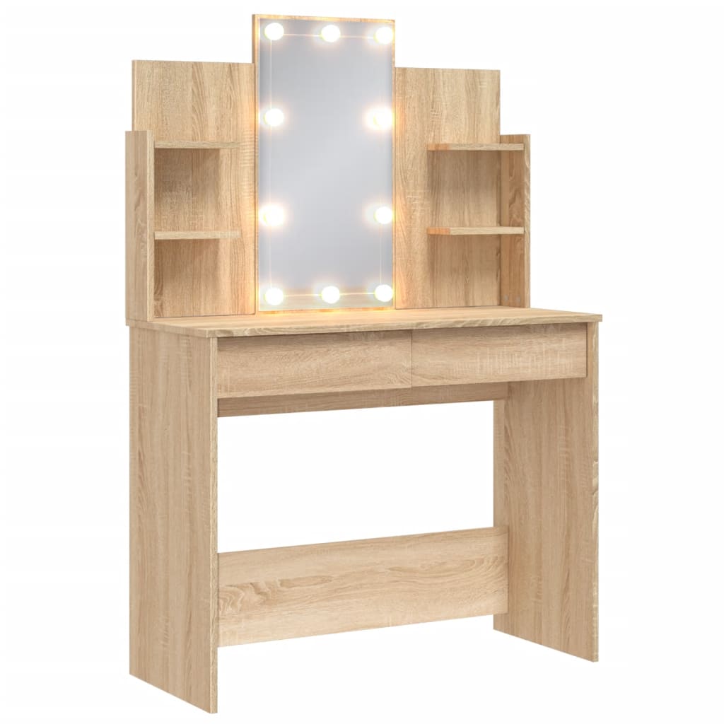 Kaptafel Met Led-Verlichting 96X40X42 Cm Kleurig Sonoma eiken