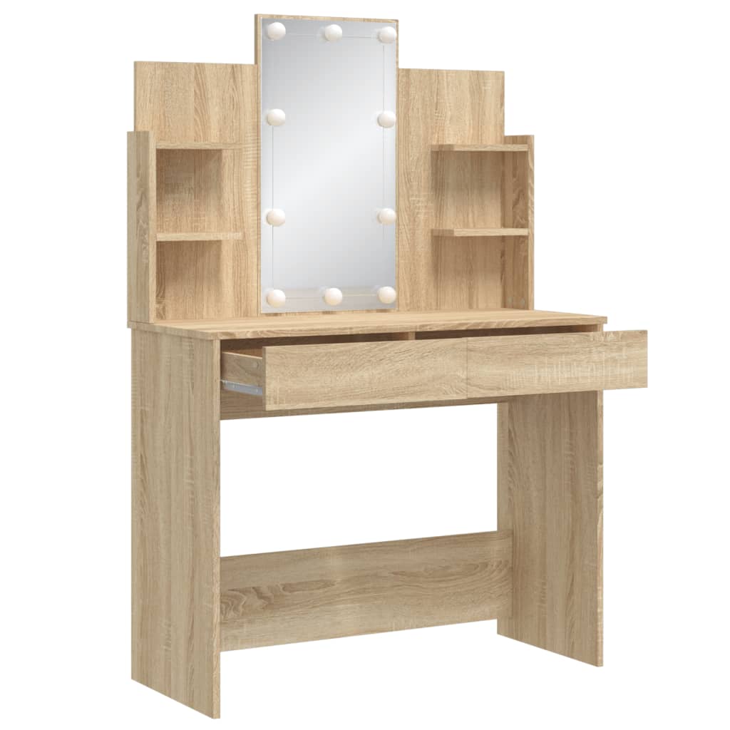 Kaptafel Met Led-Verlichting 96X40X42 Cm Kleurig Sonoma eiken