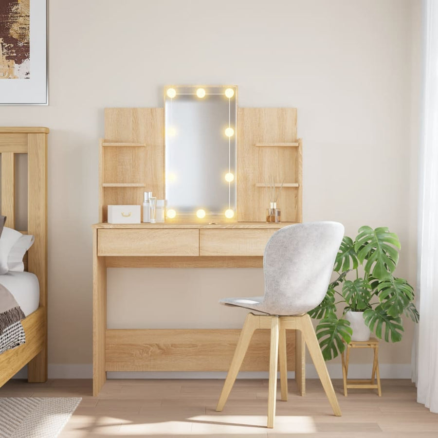 Kaptafel Met Led-Verlichting 96X40X42 Cm Kleurig Sonoma eiken