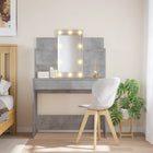Dressing Table with LED Lighting 96x40x142 cm Concrete Grey