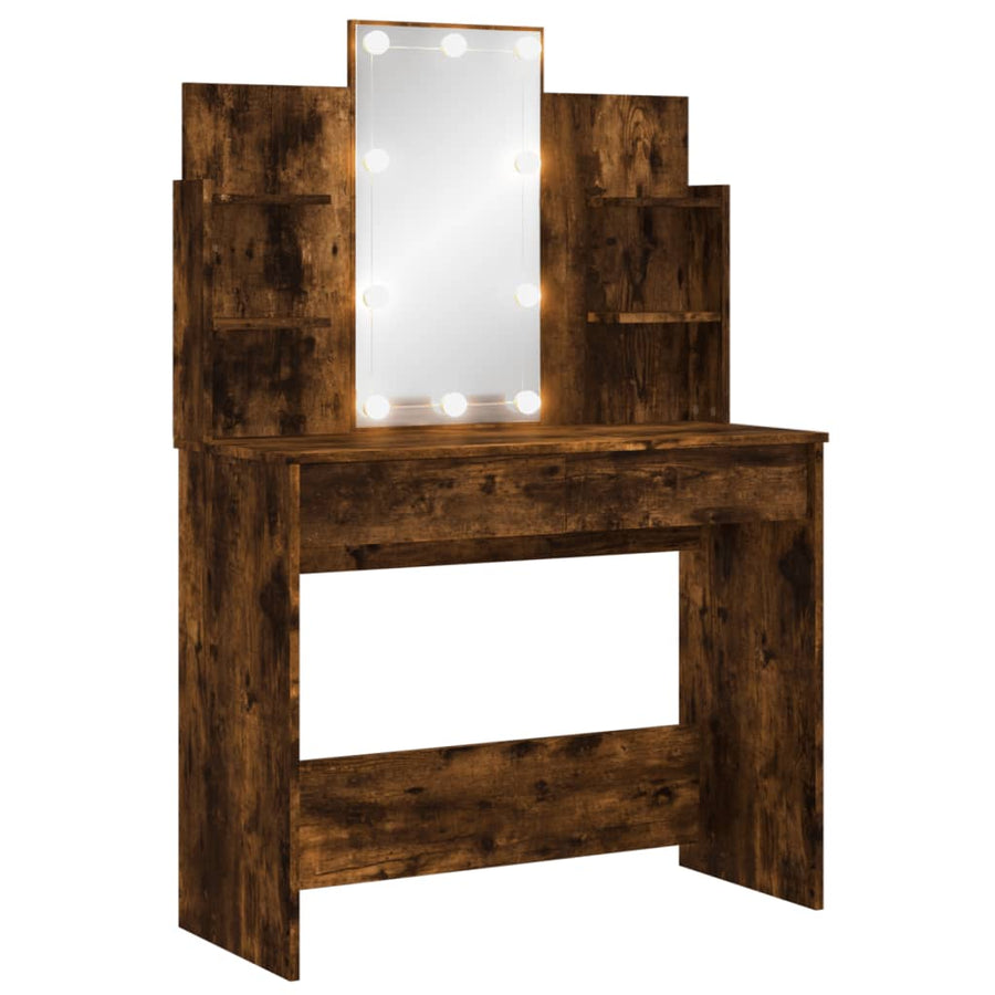 Kaptafel Met Led-Verlichting 96X40X42 Cm Kleurig Gerookt eiken