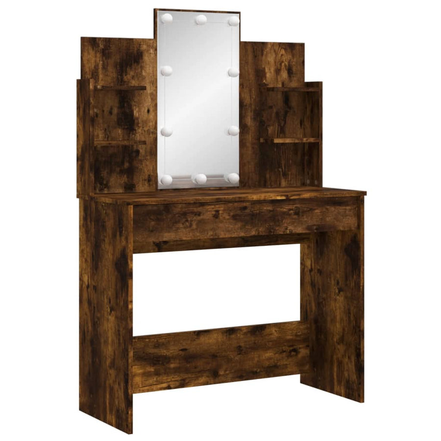 Kaptafel Met Led-Verlichting 96X40X42 Cm Kleurig Gerookt eiken