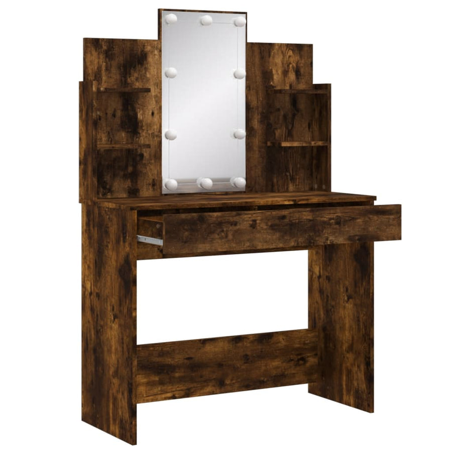 Kaptafel Met Led-Verlichting 96X40X42 Cm Kleurig Gerookt eiken