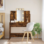 Kaptafel 96x40x142 cm gerookt eiken LED-verlichting