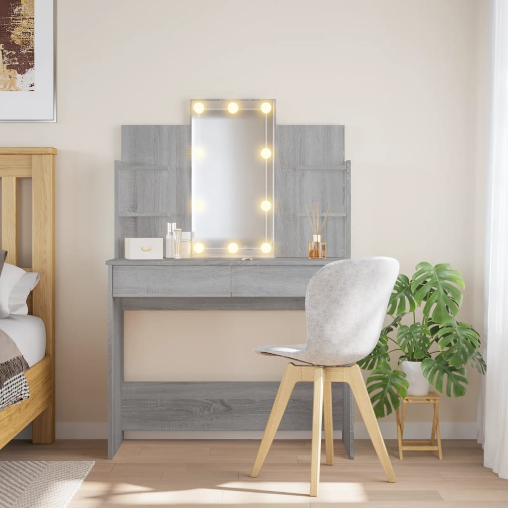 Kaptafel Met Led-Verlichting 96X40X42 Cm Grijs sonoma