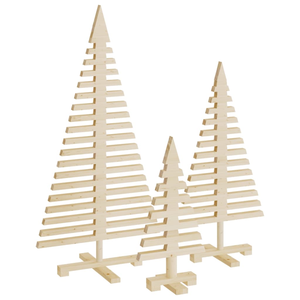Kerstdecoraties kerstboom 3 st massief grenenhout