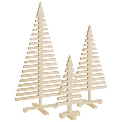 Kerstdecoraties kerstboom 3 st massief grenenhout