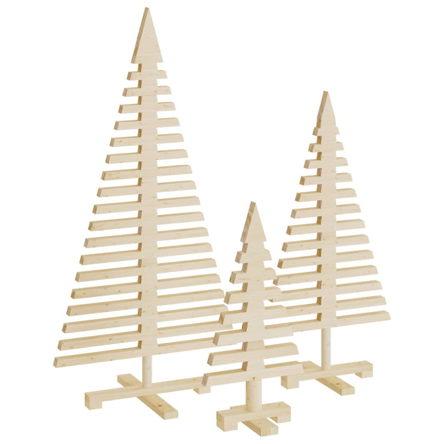 Kerstdecoraties kerstboom 3 st massief grenenhout