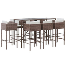 -Delige Tuinbarset Met Kussens Poly Rattan 9 Bruin