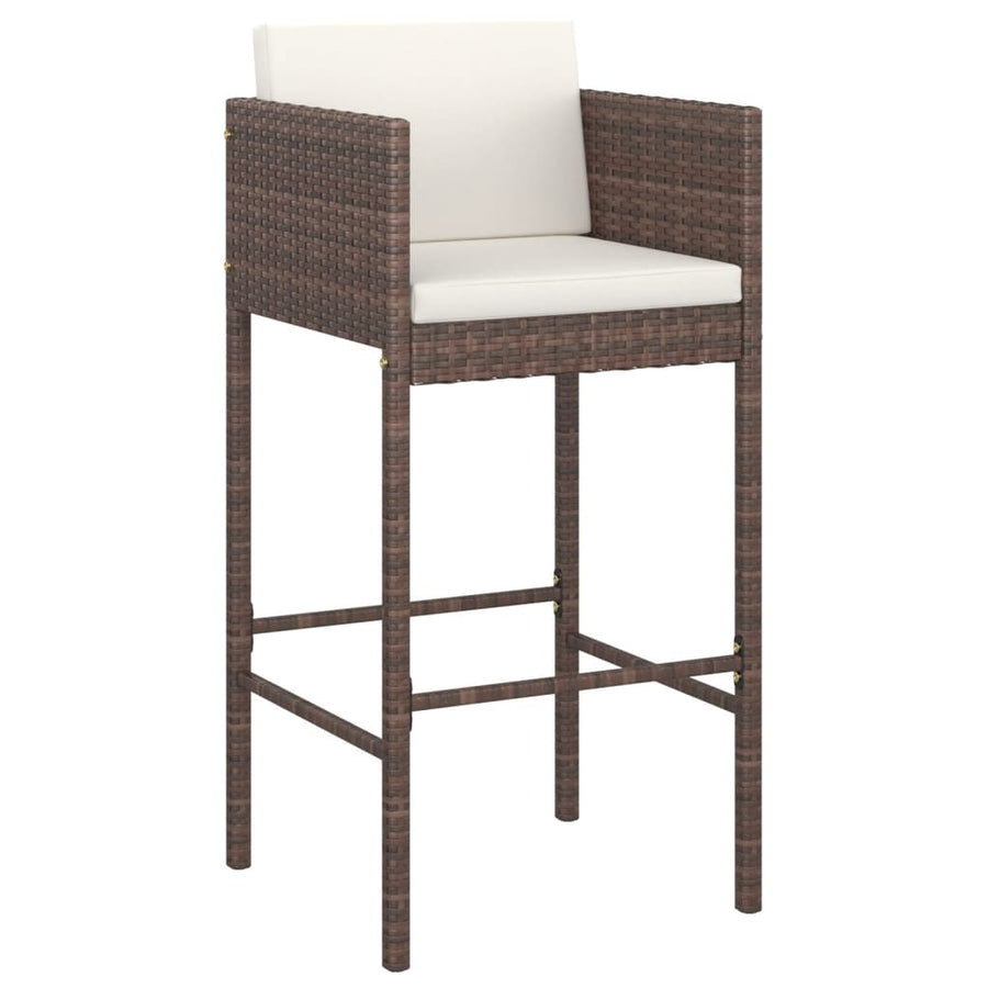 -Delige Tuinbarset Met Kussens Poly Rattan 9 Bruin