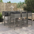 -Delige Tuinbarset Met Kussens Poly Rattan 7 Grijs