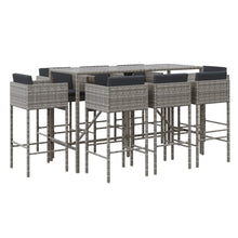 -Delige Tuinbarset Met Kussens Poly Rattan 9 Grijs
