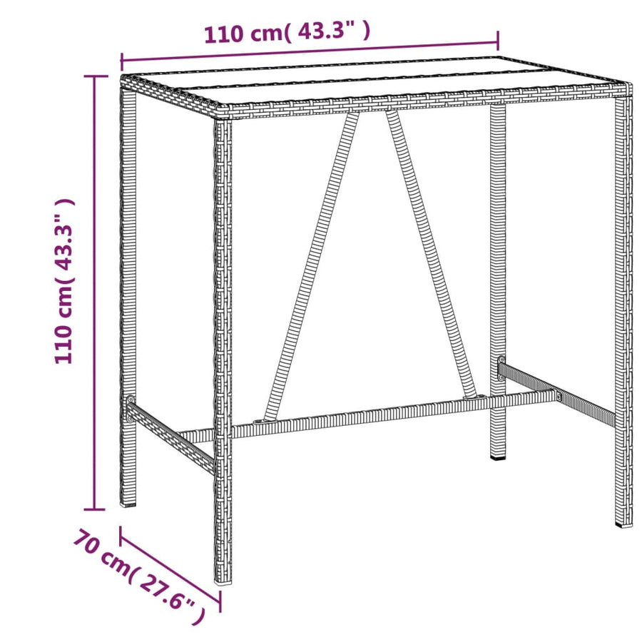 5-Delige Tuinbarset Met Kussens Poly Rattan 4