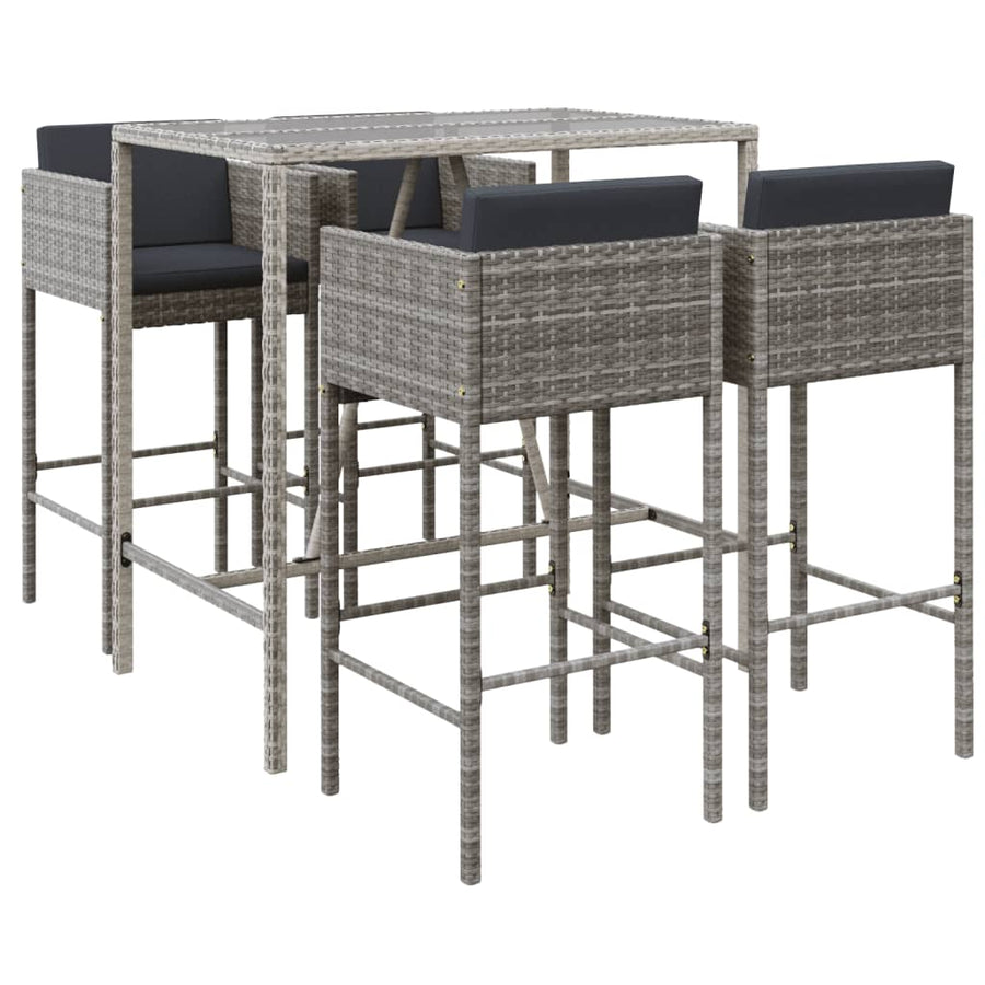 -Delige Tuinbarset Met Kussens Poly Rattan 5 Grijs